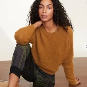 NWOT Veronica Beard Melinda Mustard Gold Mohair Alpaca Crewneck Sweater Womens M